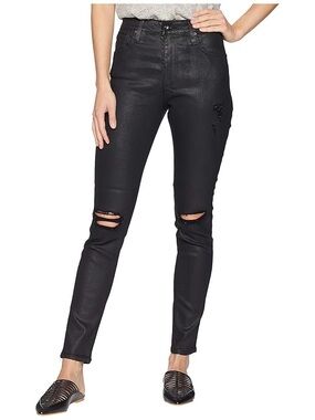 AG Adriano Goldschmied Distressed Coated Skinny Jeans - Women